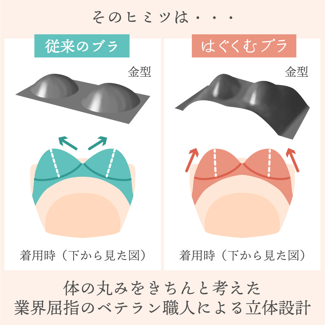 【アウトレット】はぐくむブラ ブラジャー ピンクベージュ【 C65 - G80 】