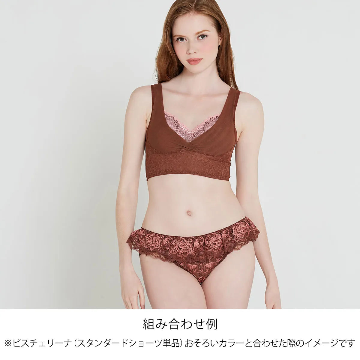 【アウトレット】限定デザイン ビスチェリーナ スタンダードショーツ チョコレート【 M - 3L 】