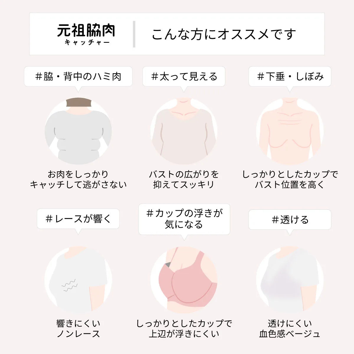 元祖脇肉キャッチャーノンレース ブラジャー ブラック【 C65 - K90 】