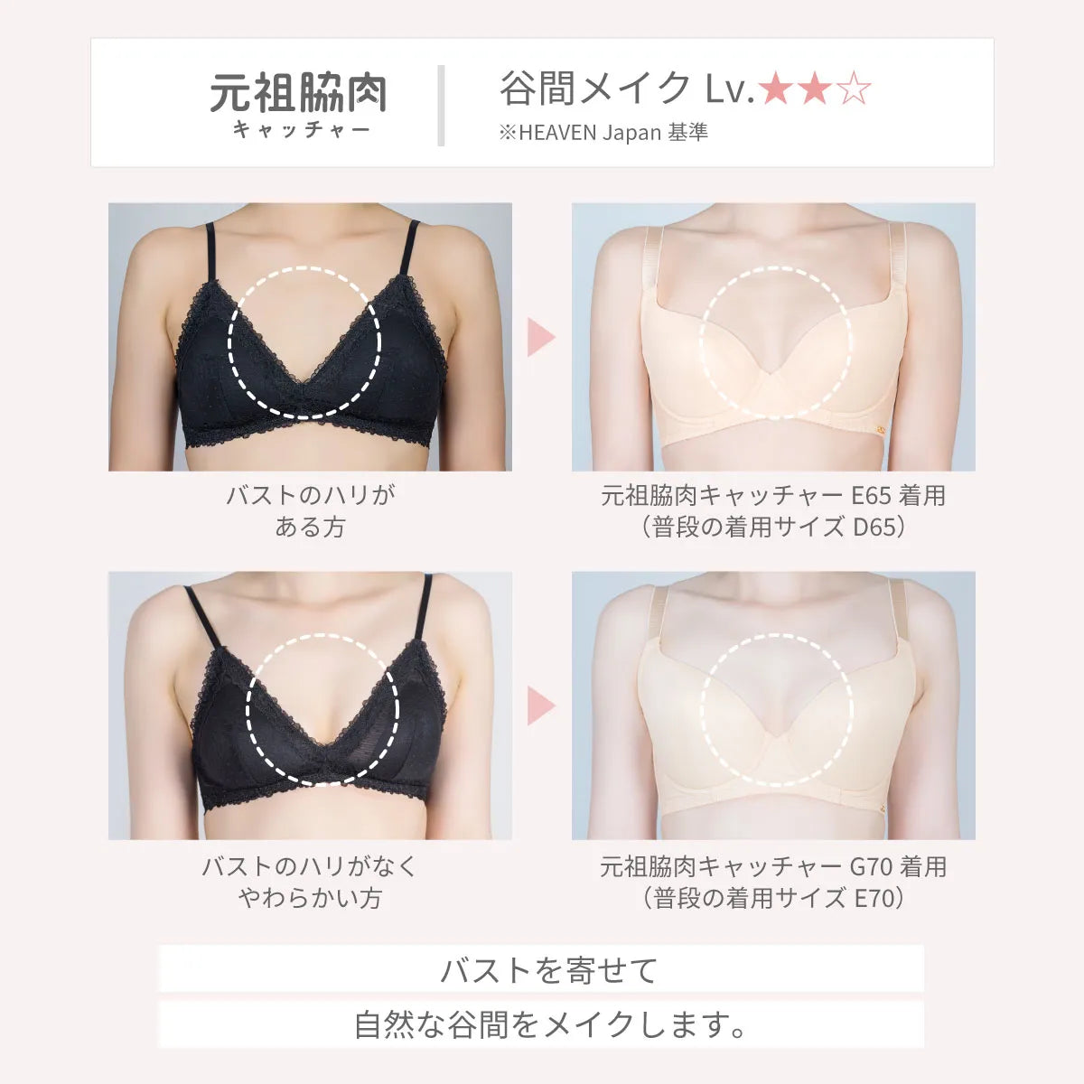 【アウトレット】元祖脇肉キャッチャーノンレース ブラジャー ベージュ【 C65 - K90 】