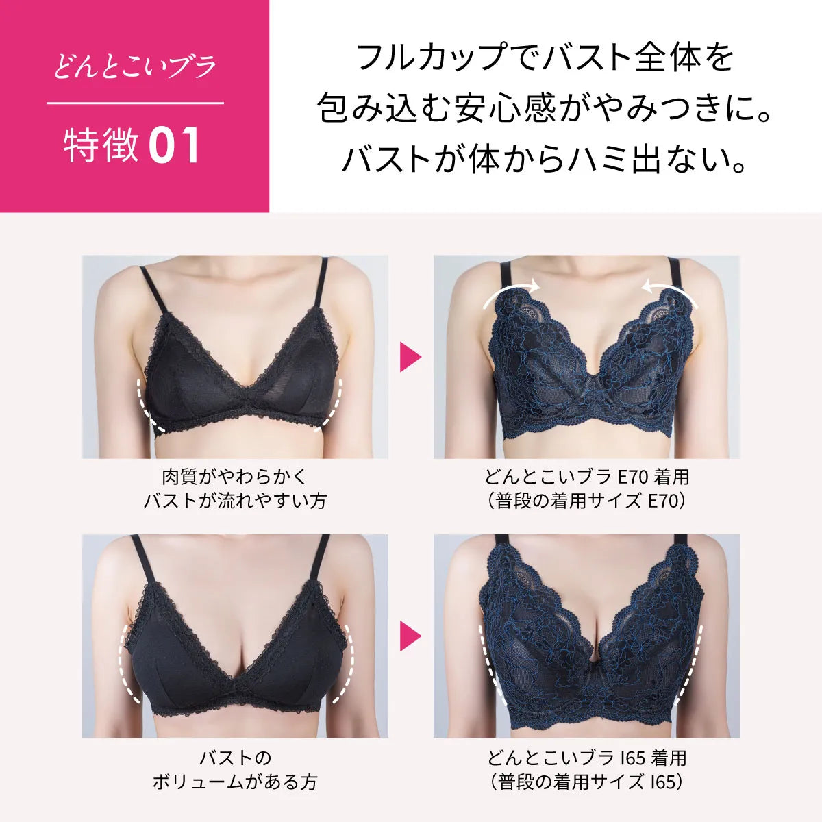 どんとこいブラ ブラジャー グレイッシュパープル【 D65 - M90 】