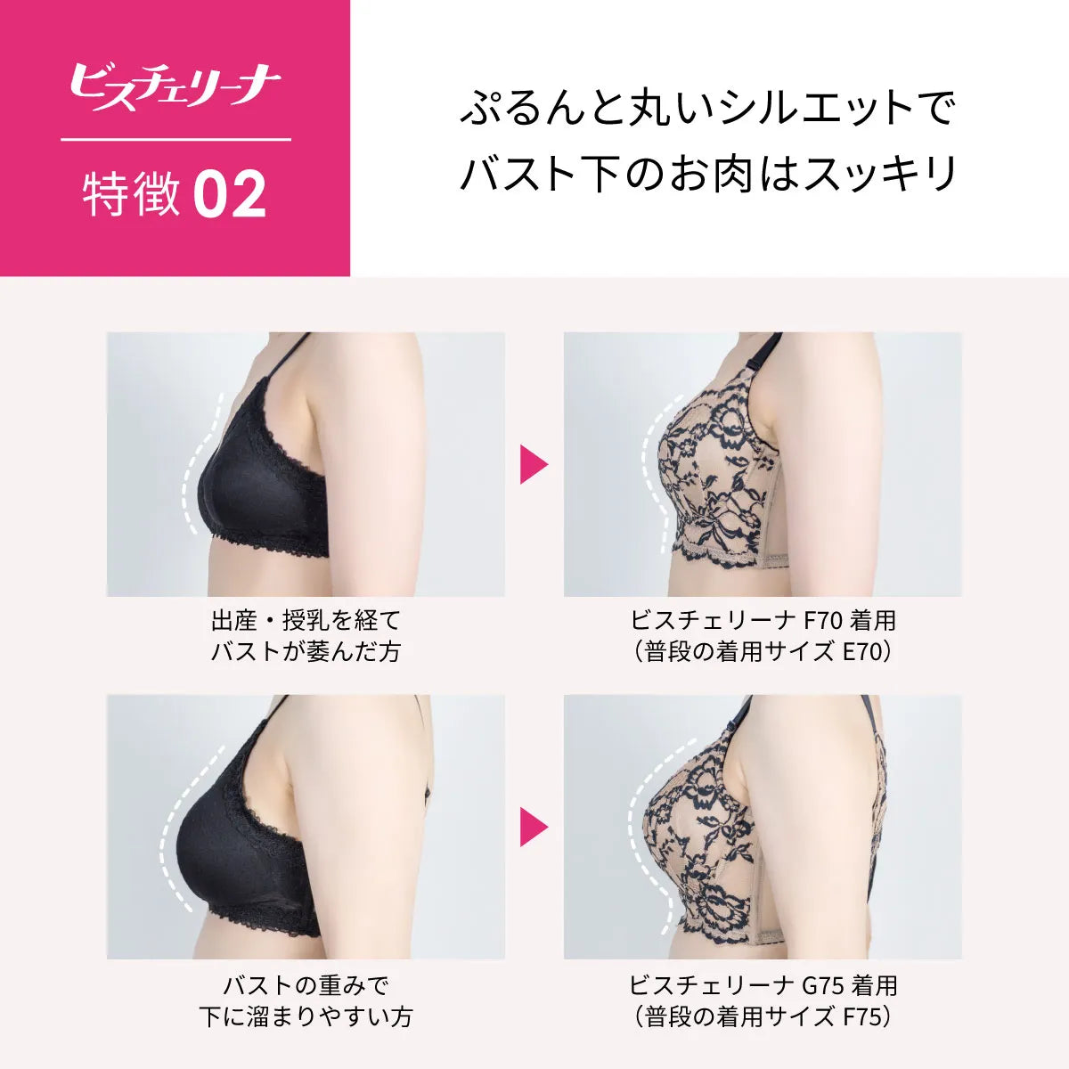 【限定ハロウィンセール】ビスチェリーナ ブラジャー2本セット ピンク&ミスティアクア【 C65 - K90 】