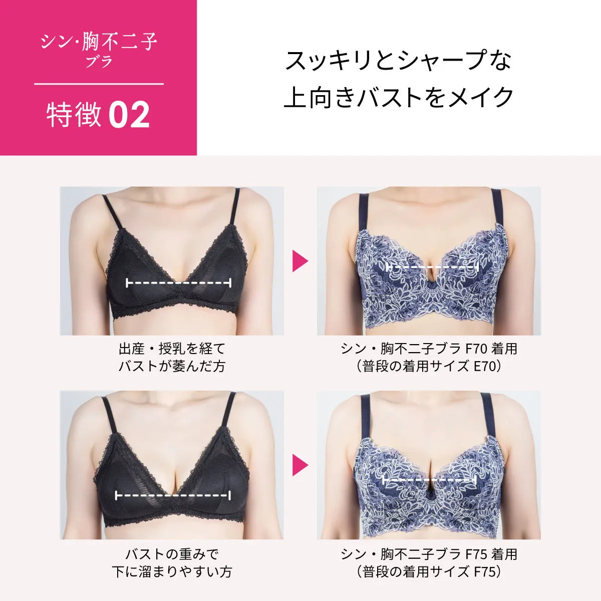 限定ハロウィンセール-2本特別セット【アウトレット】シン・胸不二子ブラ ブラジャー ミルクティー&ルビー【 C65 - K90 】