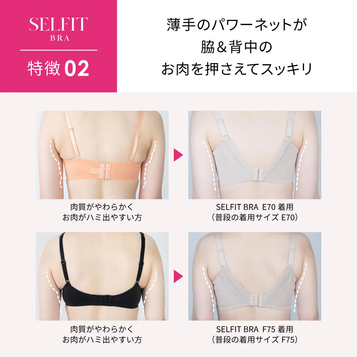 【アウトレット】SELFIT BRA(セルフィットブラ) ブラジャー モカ【 C65 - H90 】