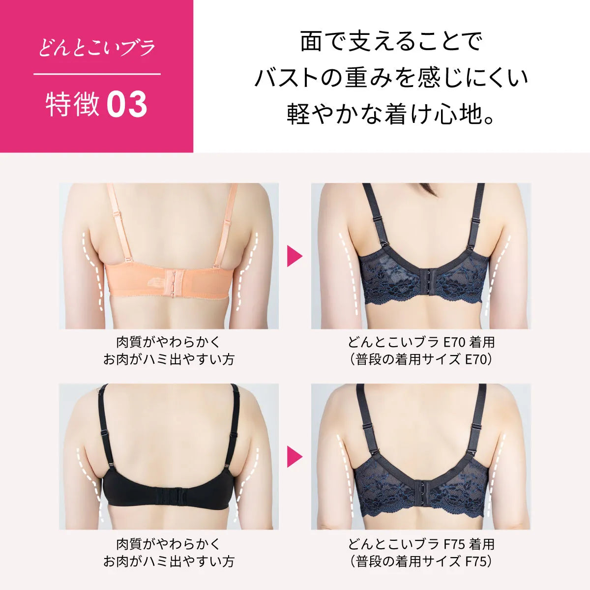 どんとこいブラ ブラジャー グレイッシュパープル【 D65 - M90 】