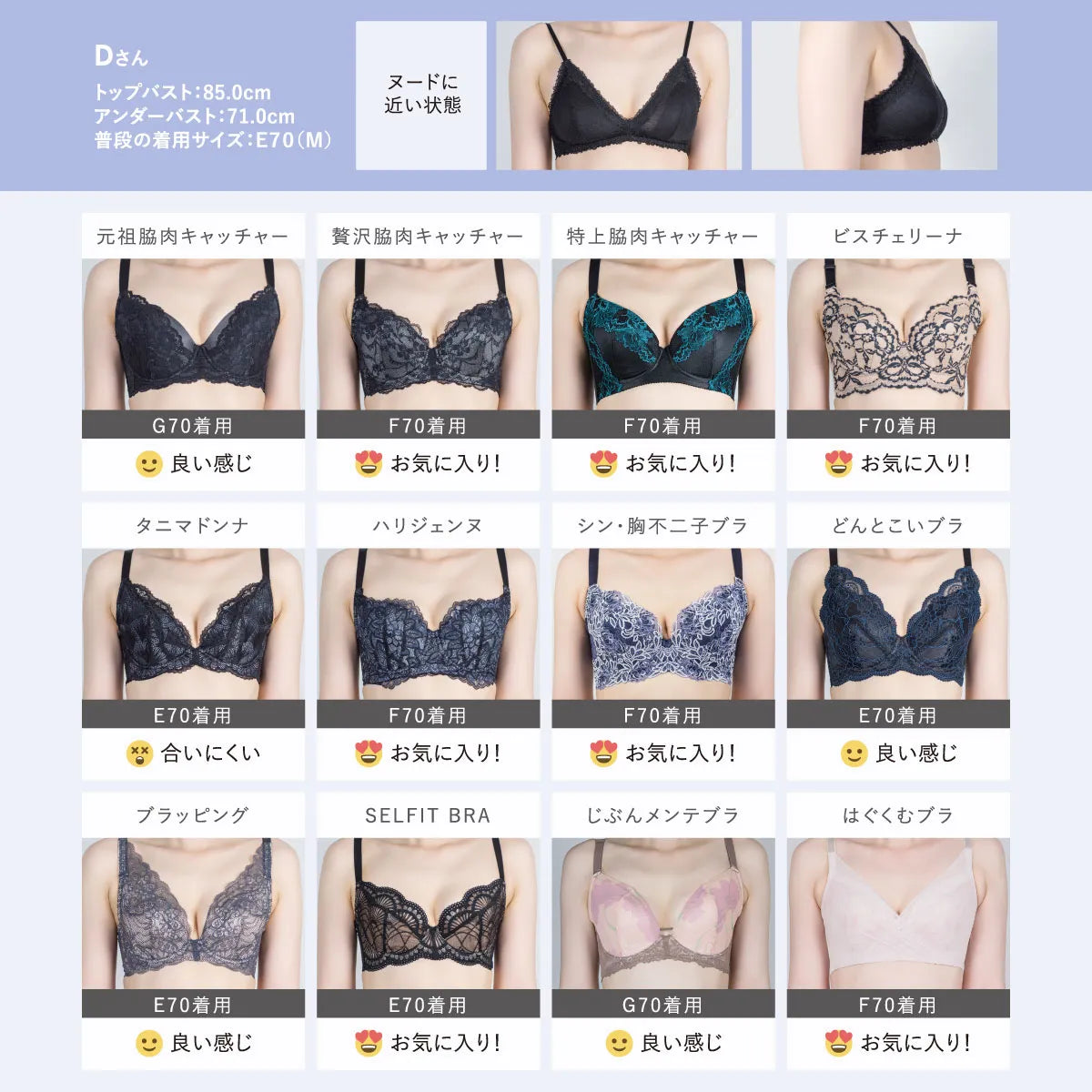 どんとこいブラ ブラジャー グレイッシュパープル【 D65 - M90 】