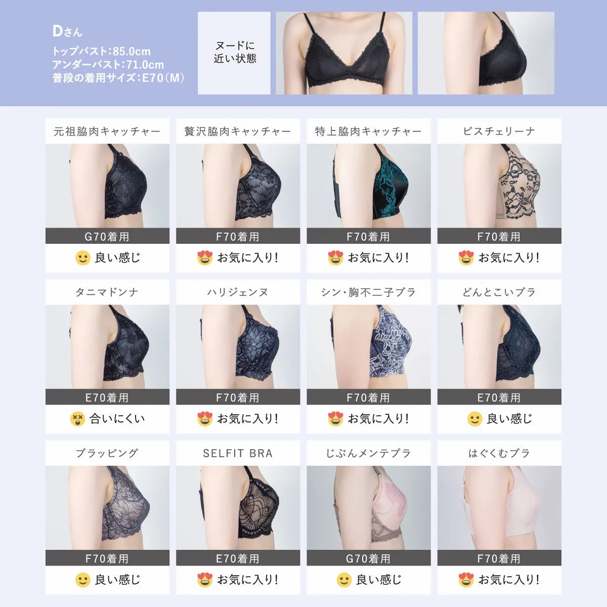 どんとこいブラ ブラジャー グレイッシュパープル【 D65 - M90 】