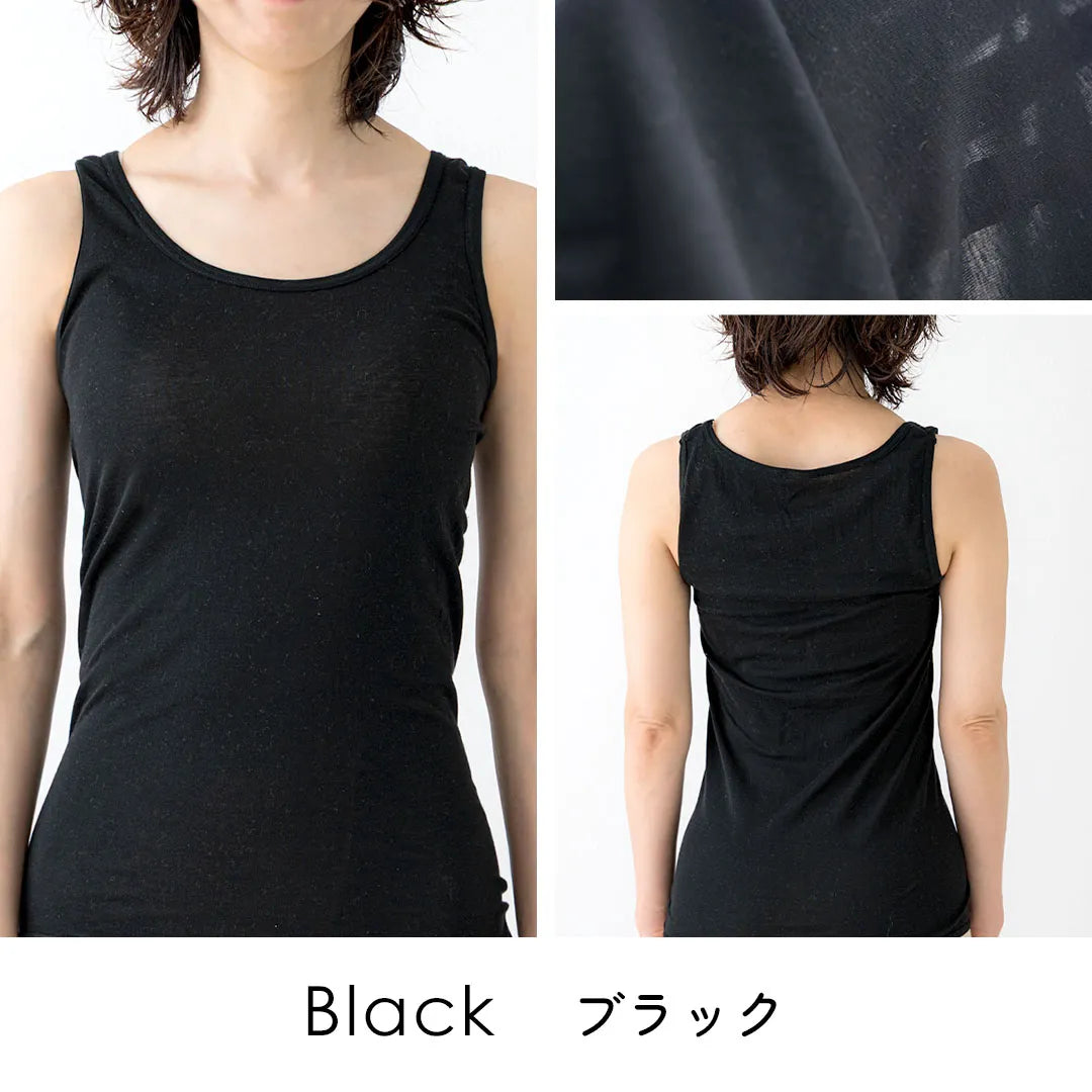 軽やかコットンタンクトップ ブラック【M-LL】