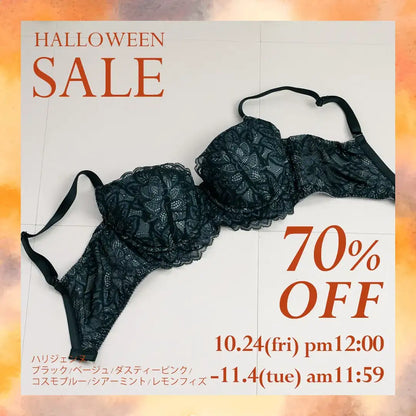 限定ハロウィンセール【アウトレット】ハリジェンヌ ブラジャー  ブラック【 B65 - K90 】