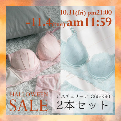【限定ハロウィンセール】ビスチェリーナ ブラジャー2本セット ピンク＆ミスティアクア【 C65 - K90 】