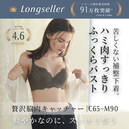 【新色】贅沢脇肉キャッチャー 補整 ブラジャー ダークグレー【C65-M90】