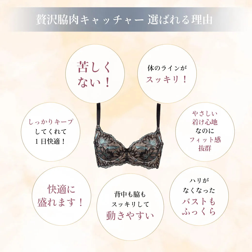 【新色】贅沢脇肉キャッチャー ブラジャー カーキ【 C65 - K90 】