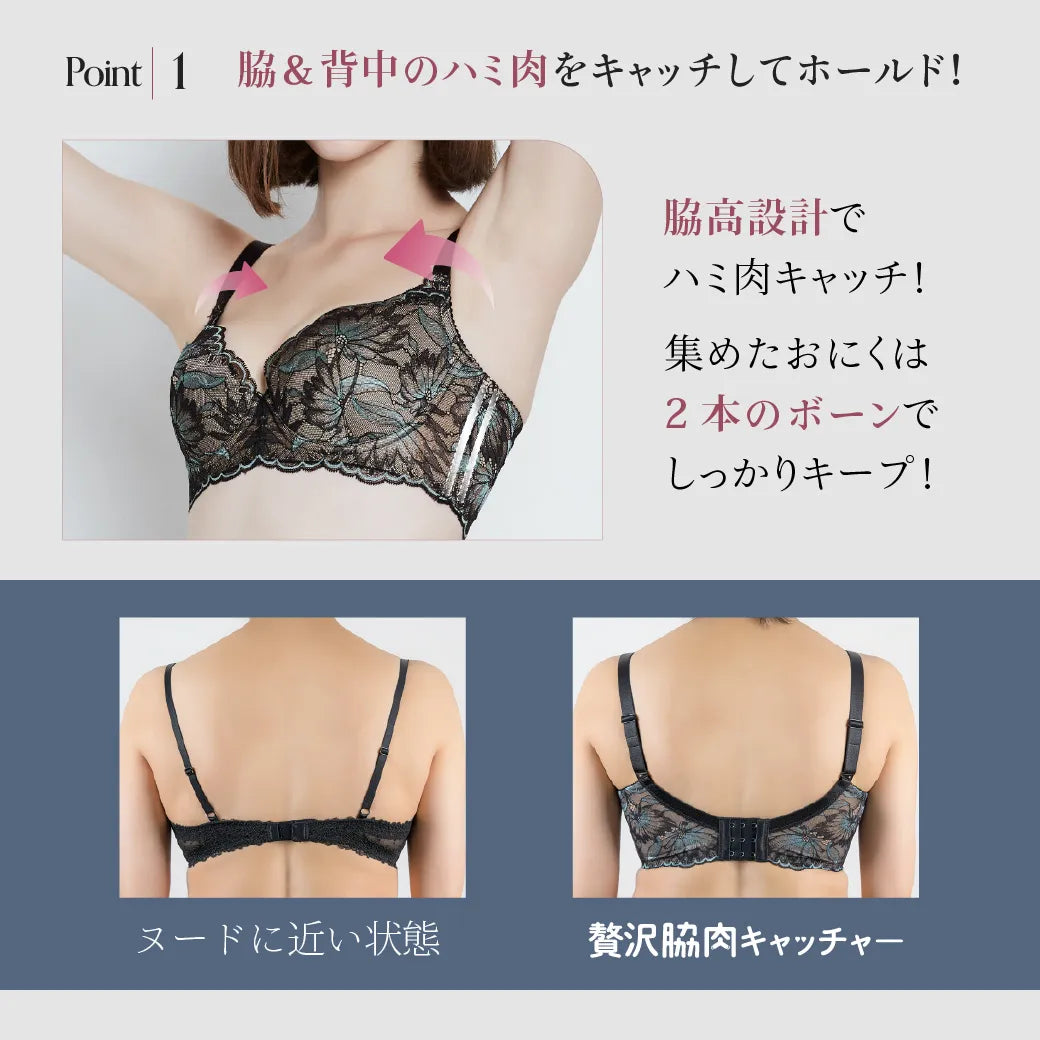 【新色】贅沢脇肉キャッチャー ブラジャー カーキ【 C65 - K90 】