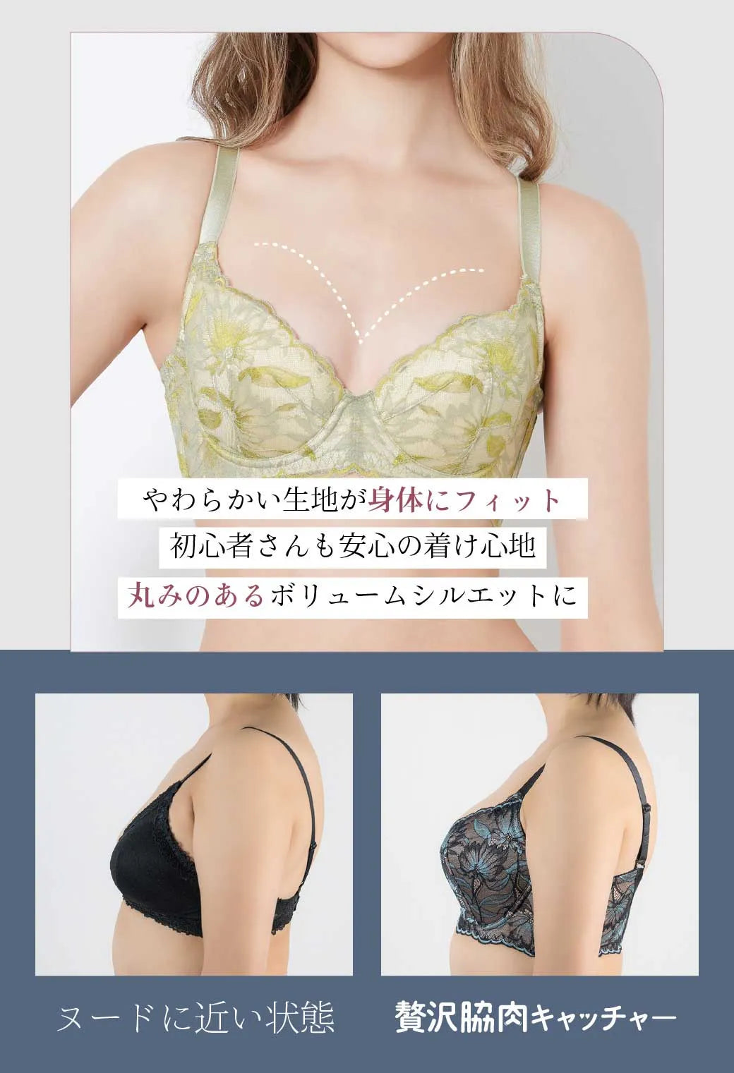 ほどよい締め付けでバストメイクする説明