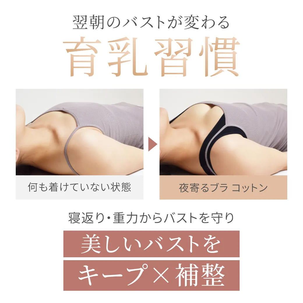 夜寄るブラコットン ナイトブラ ブラック【 B65 - M90 】