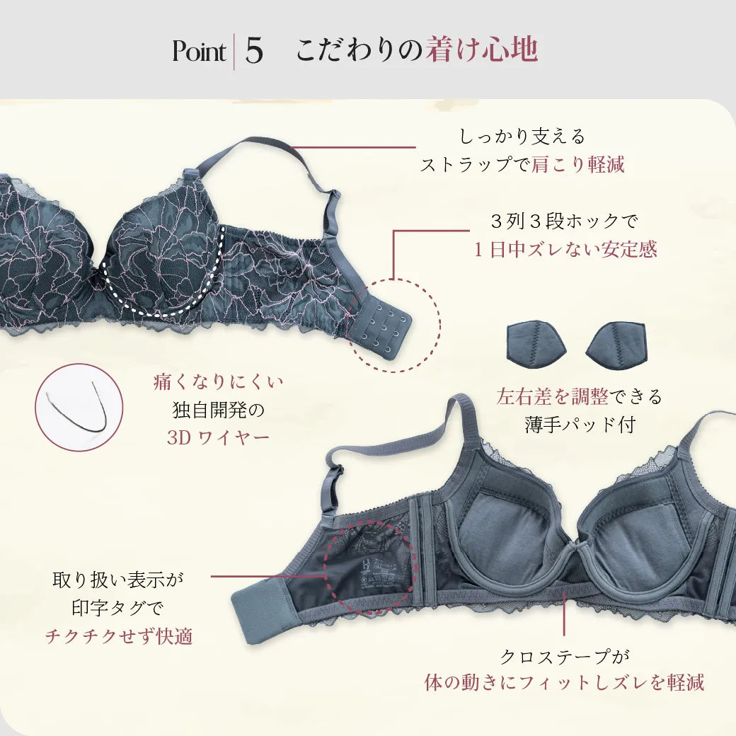 【新色】元祖脇肉キャッチャー 補整 ブラジャー チャコール【C65-K90】