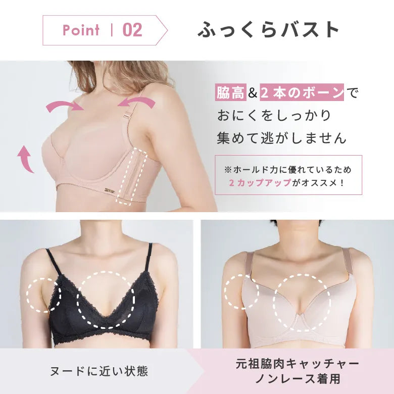 元祖脇肉キャッチャーノンレース ブラジャー ブラック【 C65 - K90 】