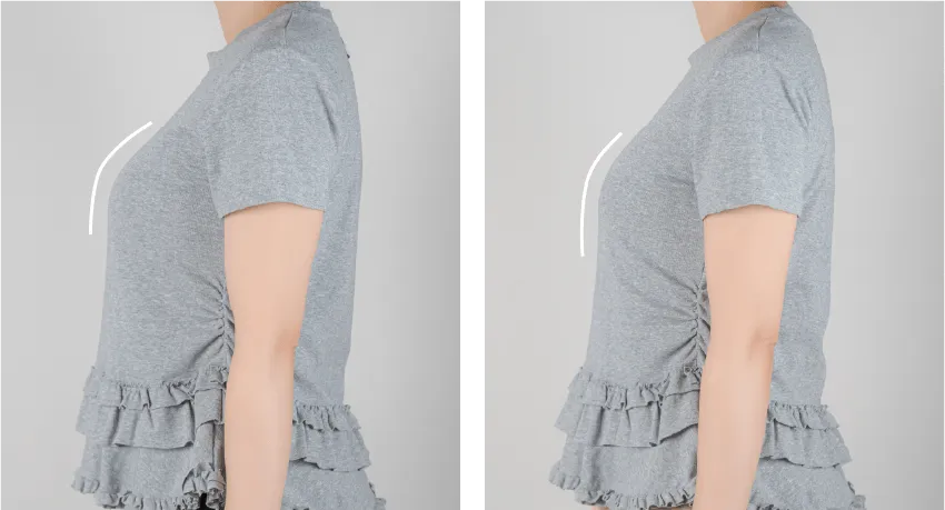 グレーTシャツ・腕まわりビフォーアフター
