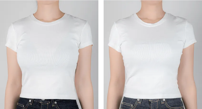 白Tシャツ透けビフォーアフター（黒いブラ／グレージュ）