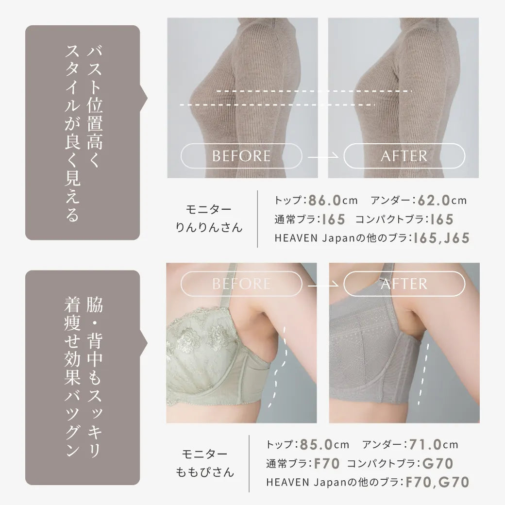 【新商品】コンパクトブラ 補整 ブラジャー グレージュ【E65-K90】