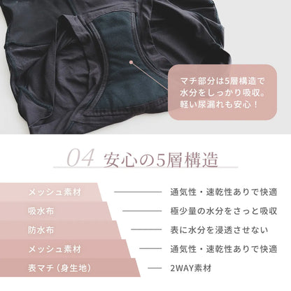【新商品】骨盤底筋サポートショーツ ブラック【M-3L】
