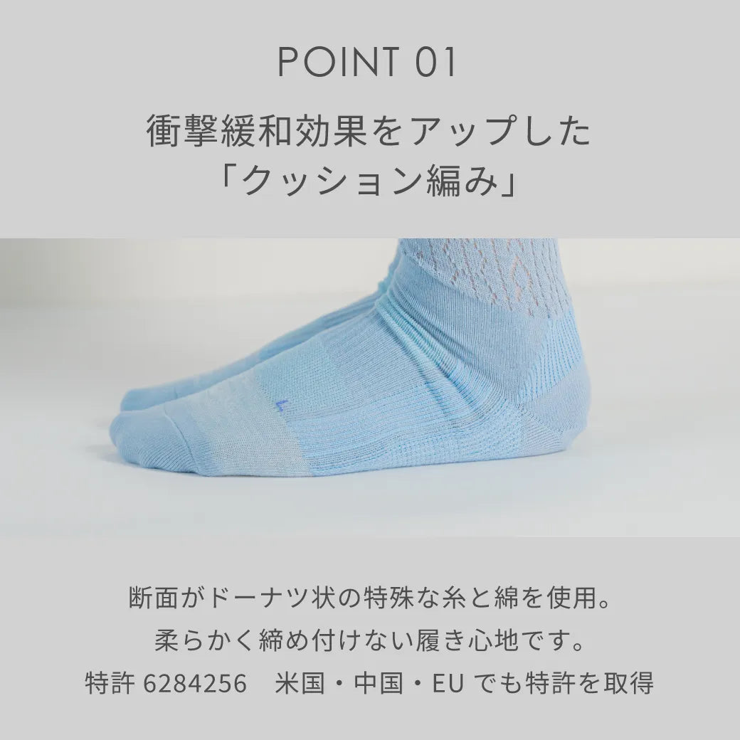 疲れしらずのくつした クロシェ ライトブルー【22-25cm】