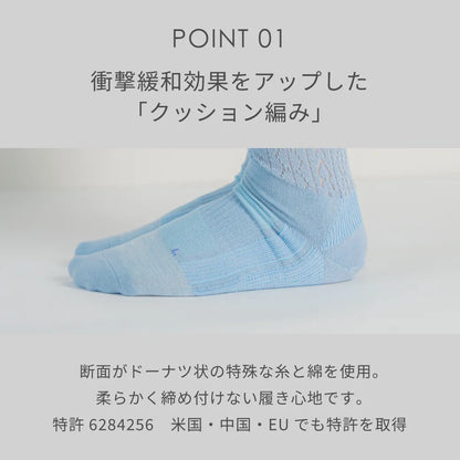 疲れしらずのくつした クロシェ ライトブルー【22-25cm】
