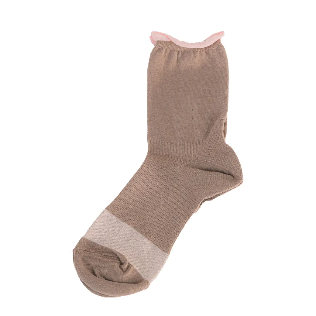 アシゴト パンプスでも滑らないクルーソックス クリイロ【22-25cm】