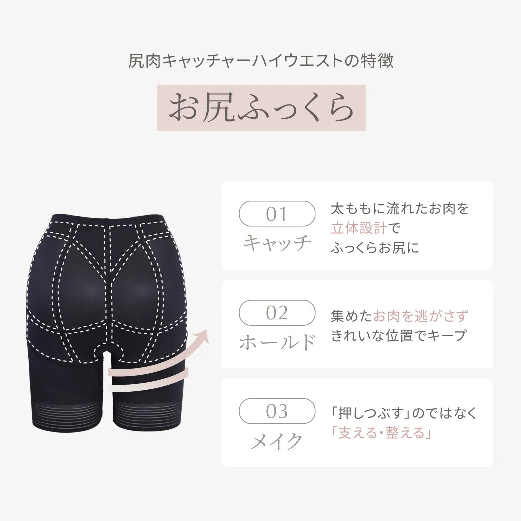 尻肉キャッチャー ガードル ブラック【58-82】