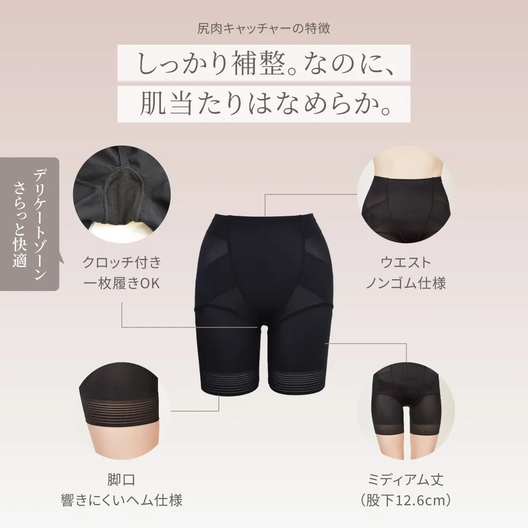 尻肉キャッチャー ガードル ブラック【58-82】