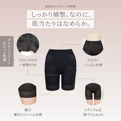 尻肉キャッチャー ガードル ブラック【58-82】