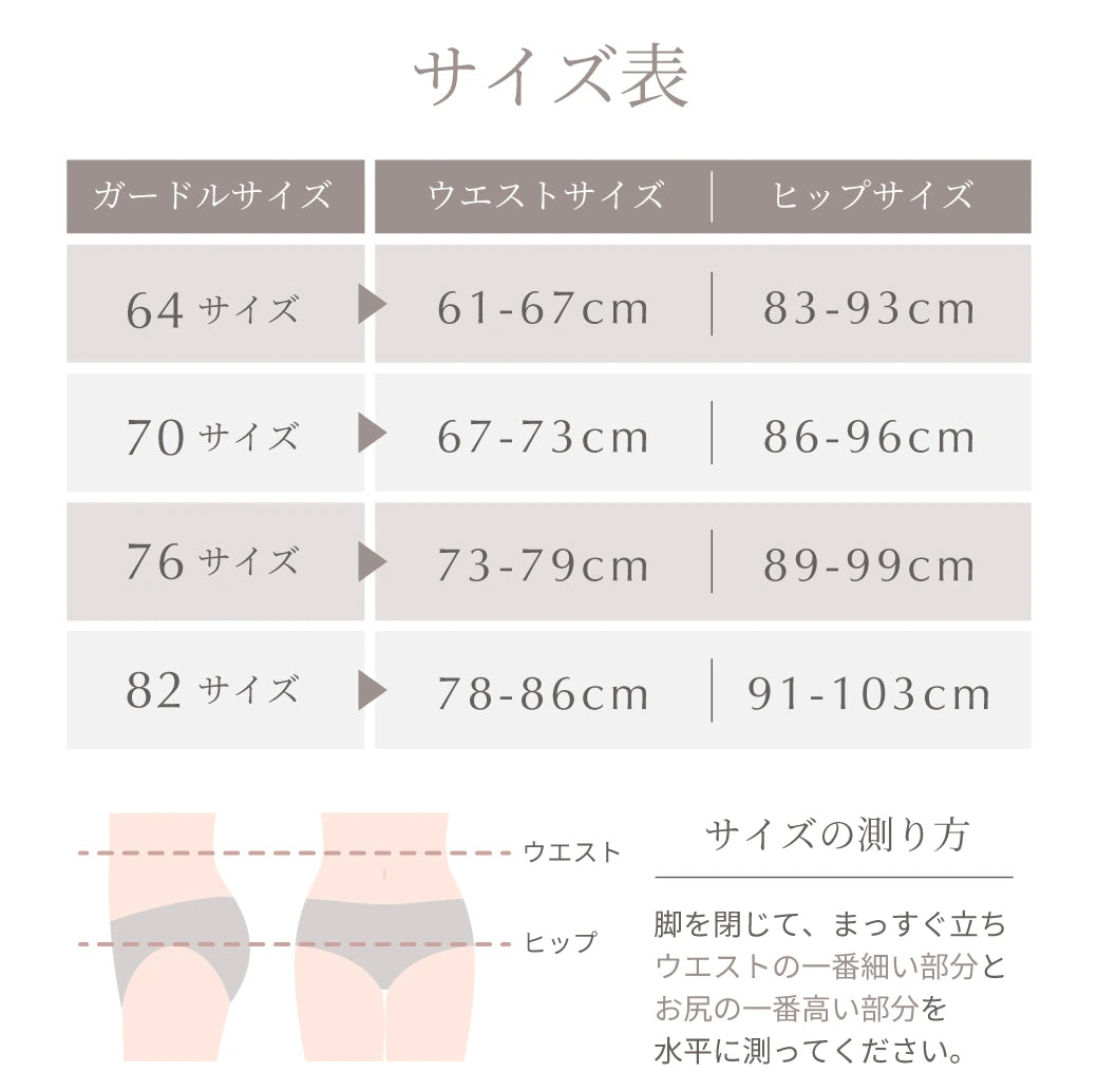 サイズ表／サイズの測り方